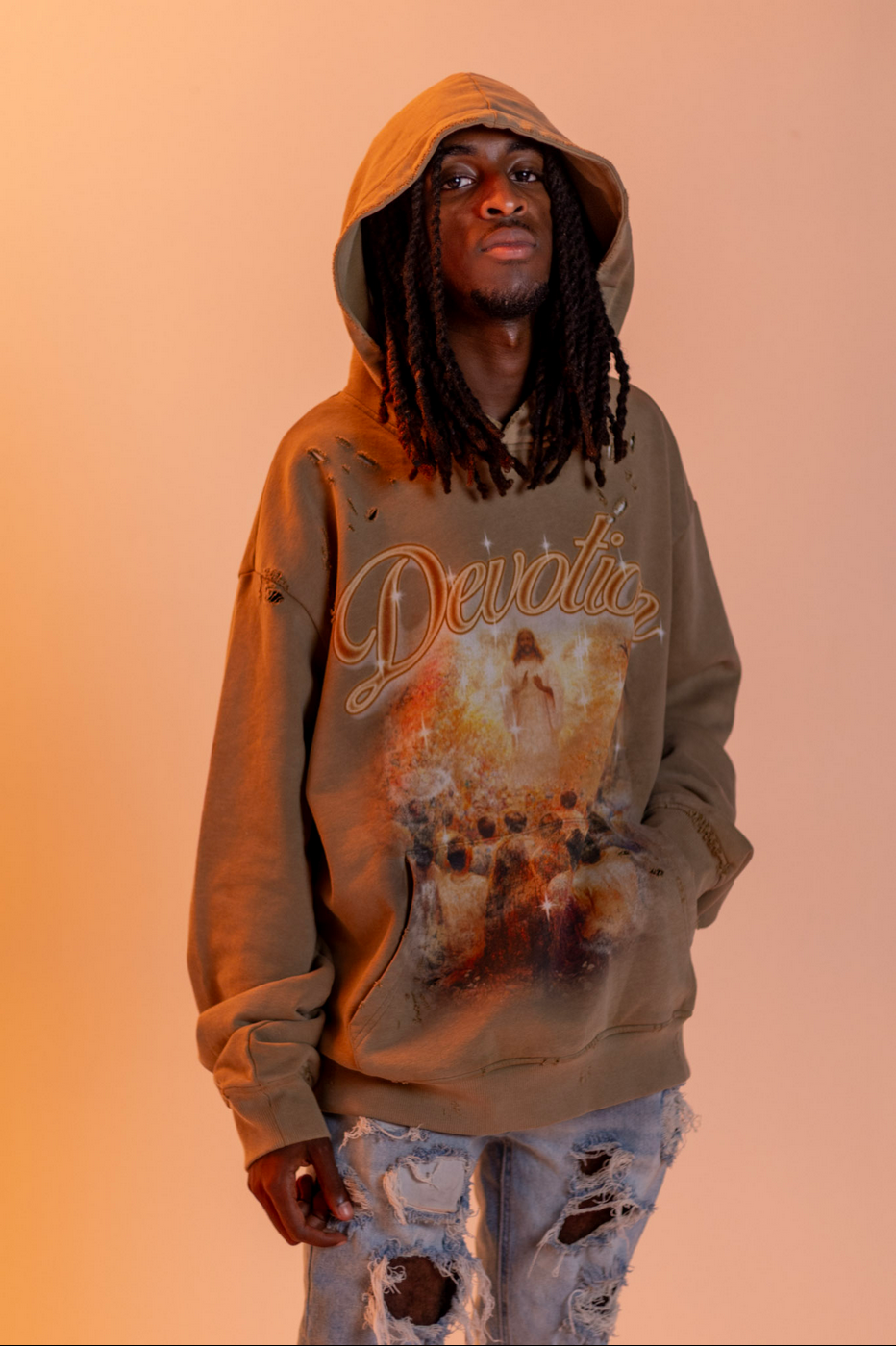DEVOTED CHRIST HOODIE (TAN)