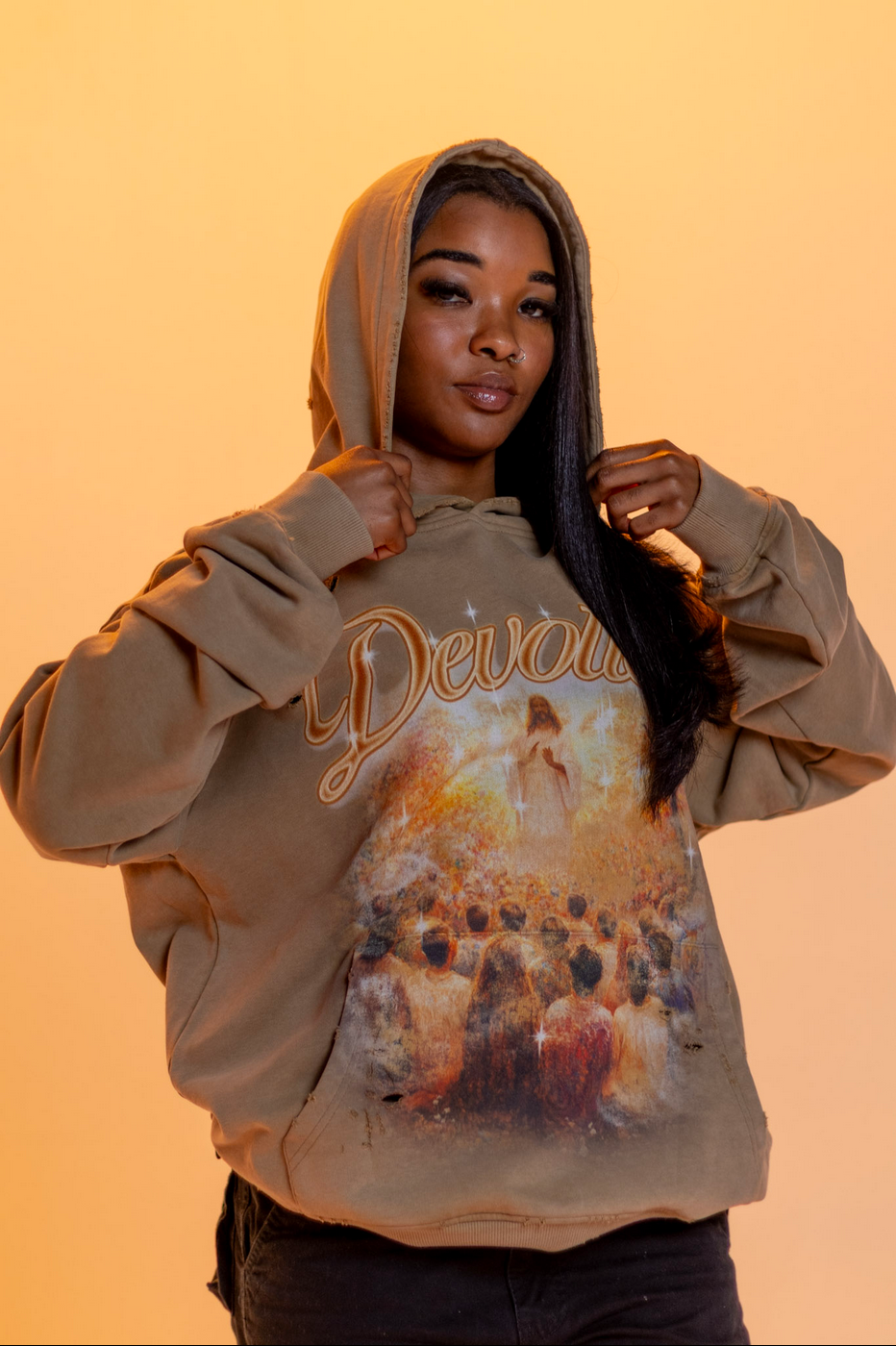 DEVOTED CHRIST HOODIE (TAN)