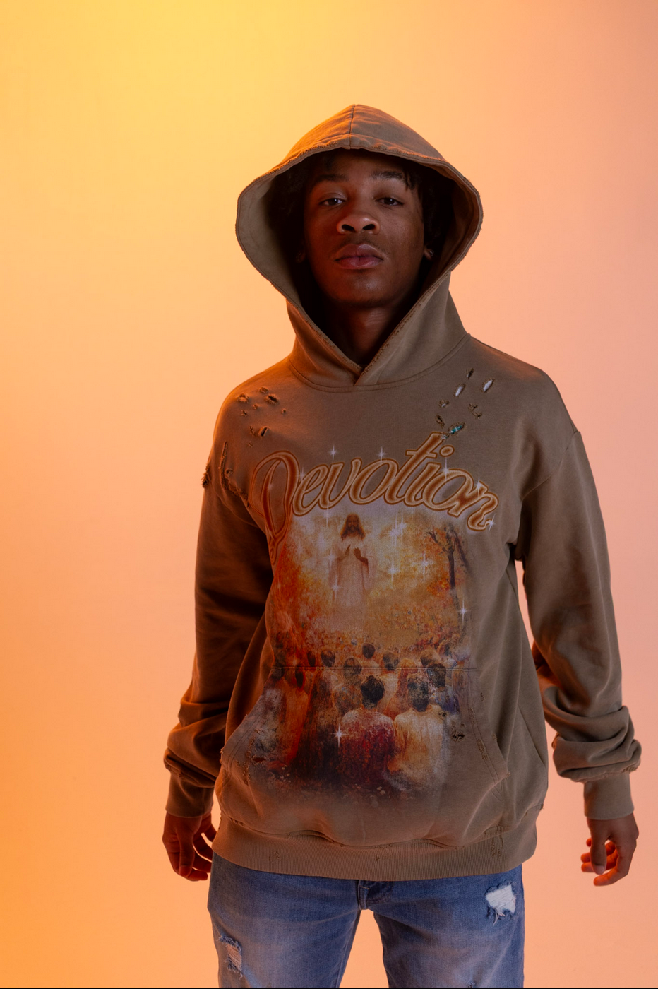 DEVOTED CHRIST HOODIE (TAN)